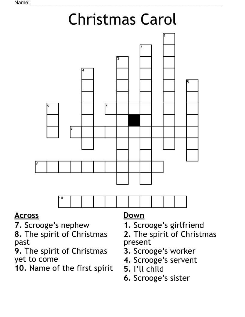 Christmas Carol Crossword