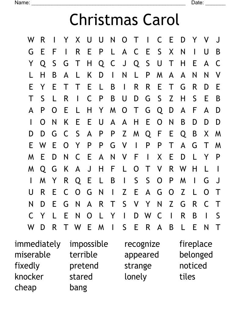 Christmas Carol Word Search