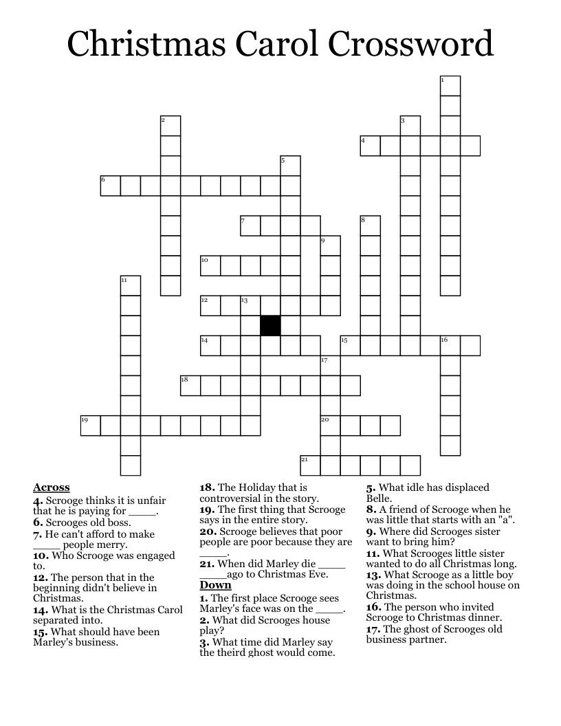 Christmas Carol Crossword