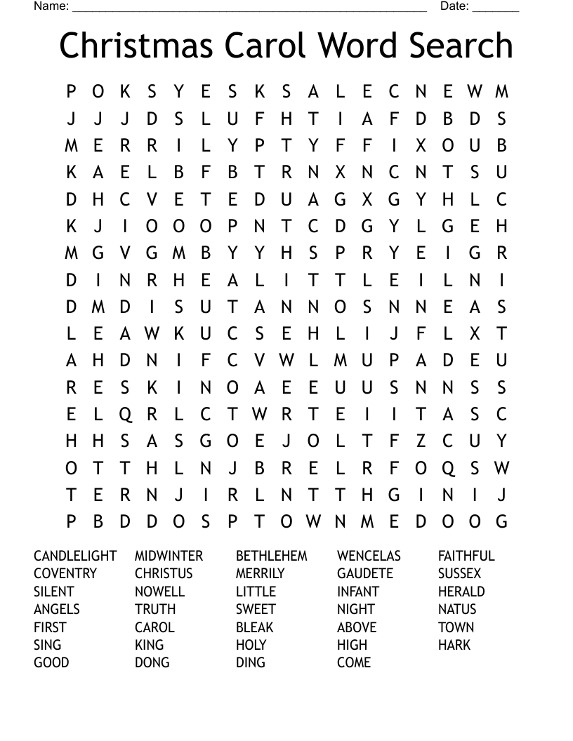 Christmas Carol Word Search