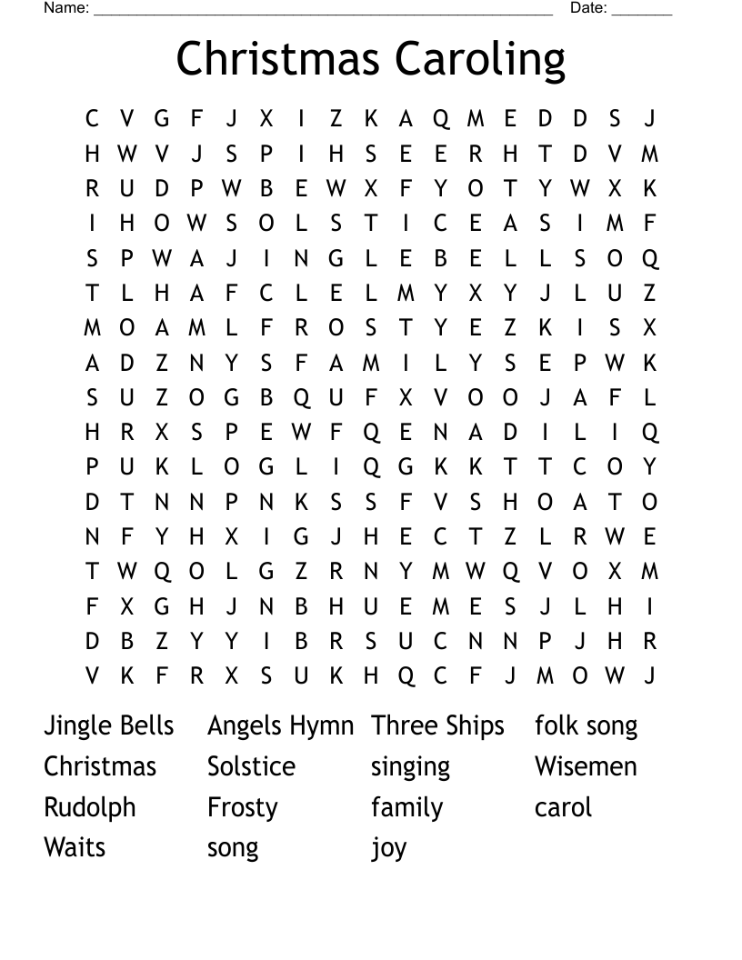 Christmas Caroling Word Search