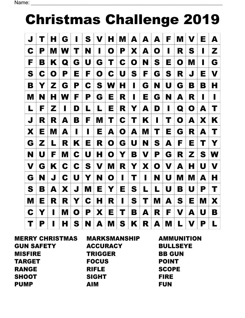 Christmas Challenge 2019 Word Search