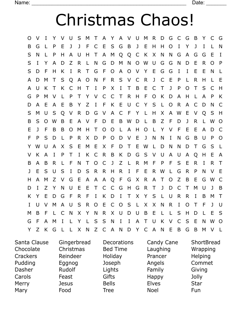Christmas Chaos! Word Search