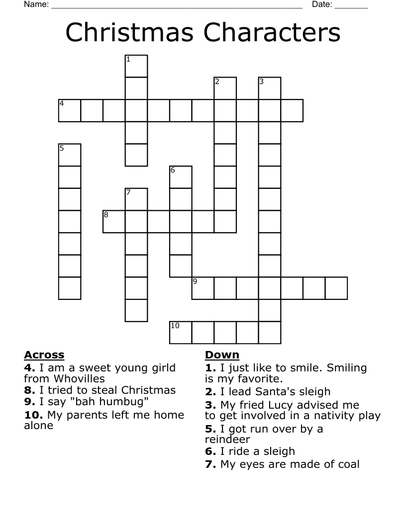Christmas Characters Crossword