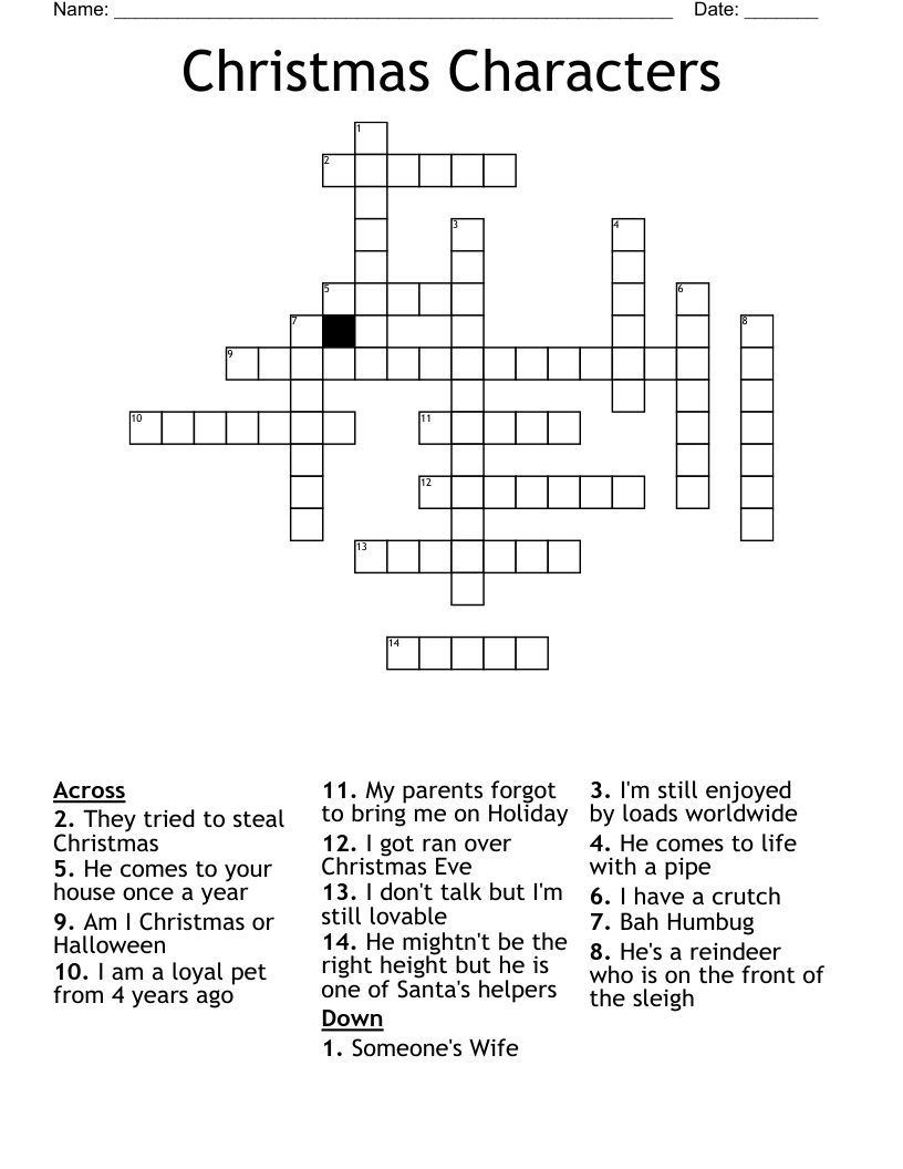 Christmas Characters Crossword