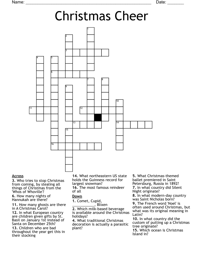 Christmas Cheer Crossword