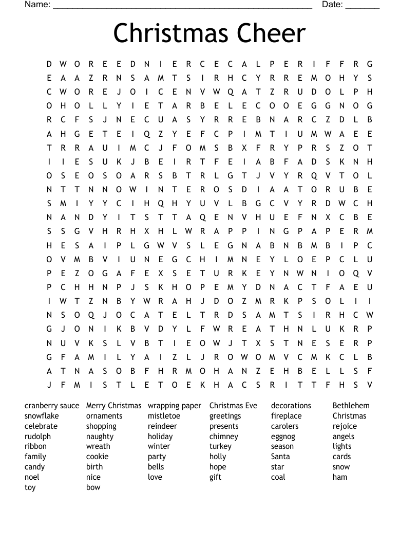 Christmas Cheer Word Search