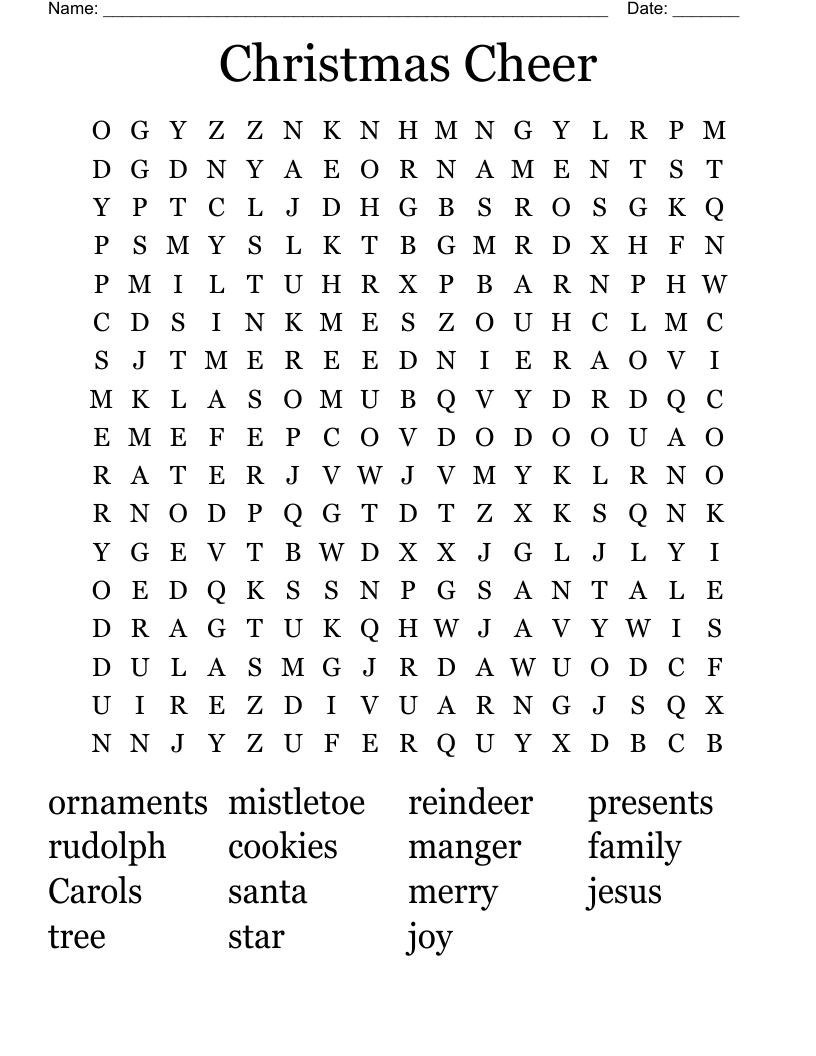 Christmas Cheer Word Search