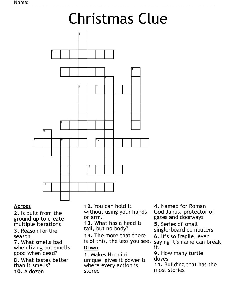 Christmas Clue Crossword
