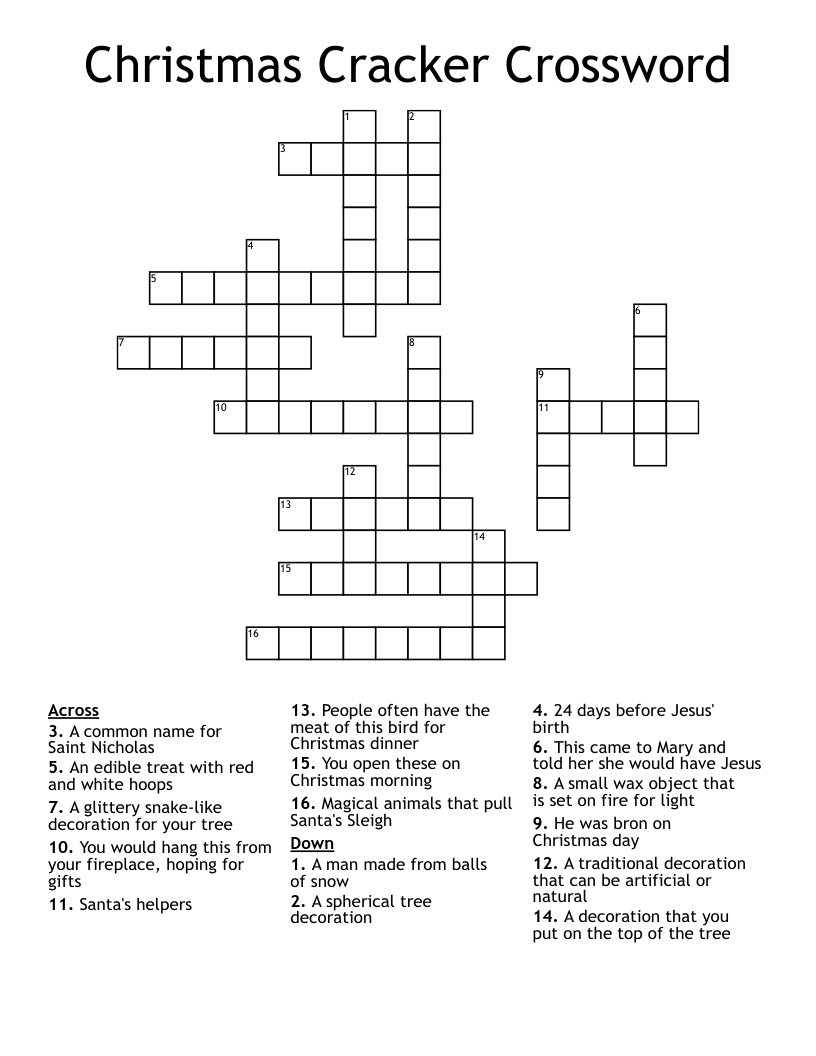 Christmas Cracker Crossword