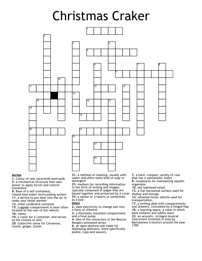 Christmas Craker Crossword