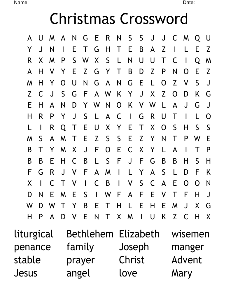 Christmas Crossword Word Search