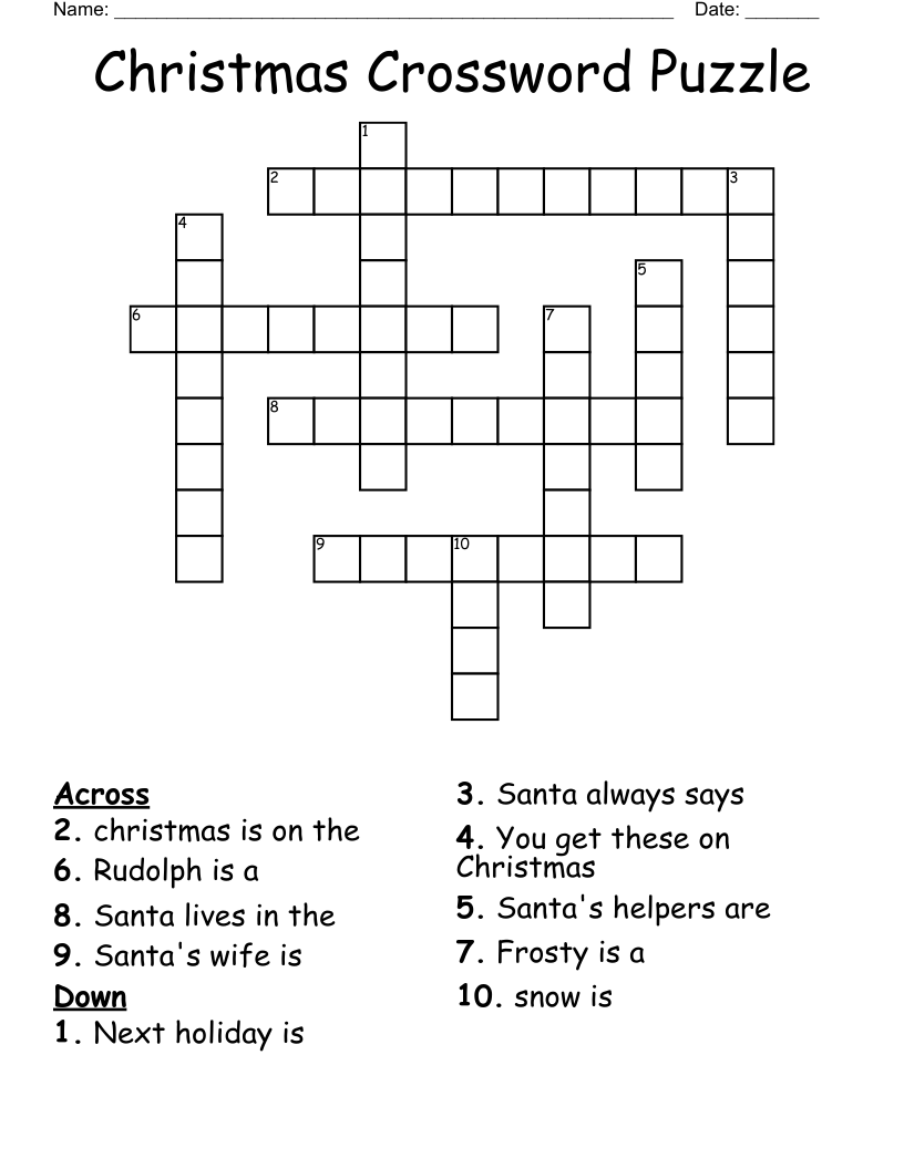 Christmas Crossword Puzzle