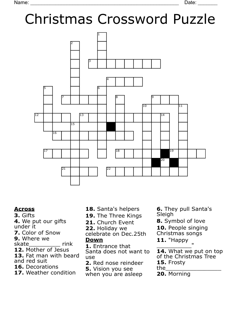 Christmas Crossword Puzzle