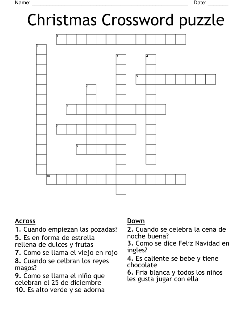 Christmas Crossword puzzle