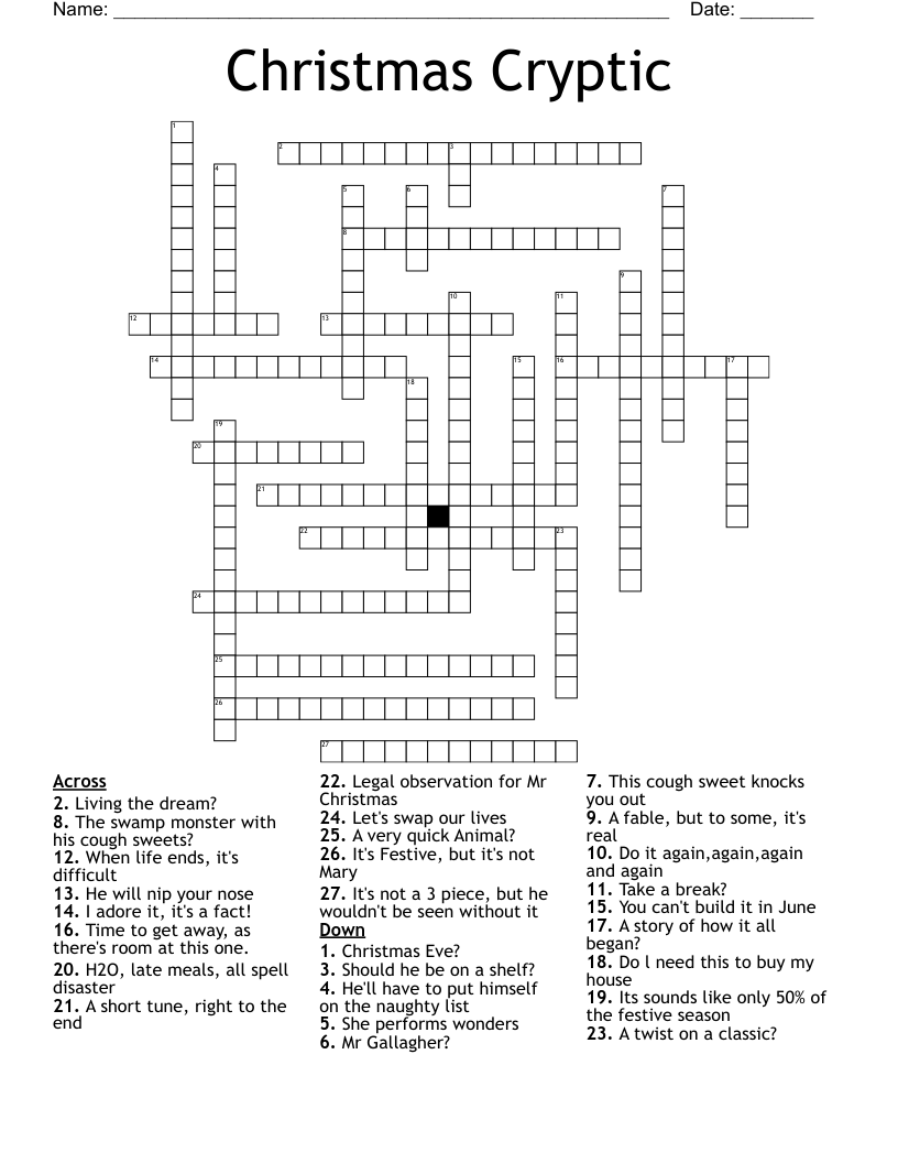 Christmas Cryptic Crossword
