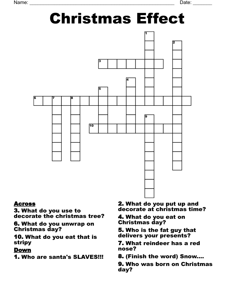Christmas Effect Crossword