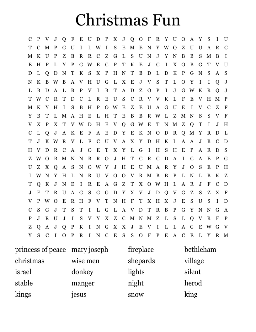 Christmas Fun Word Search