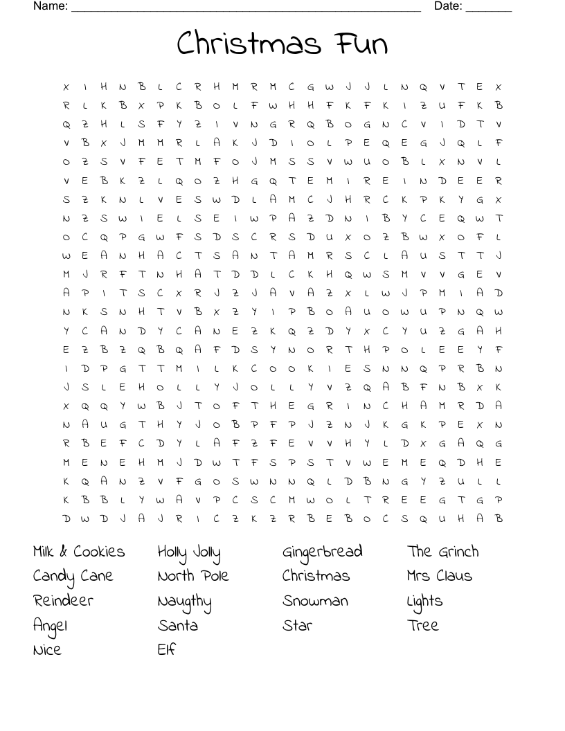 Christmas Fun Word Search