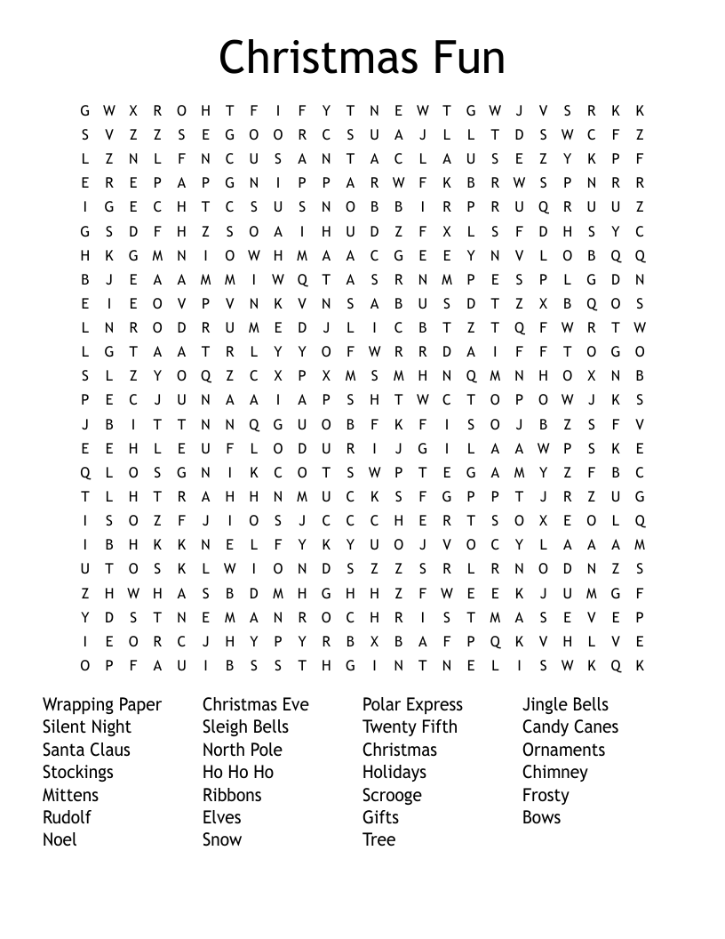 Christmas Fun Word Search