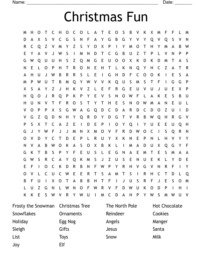 Christmas Fun Word Search