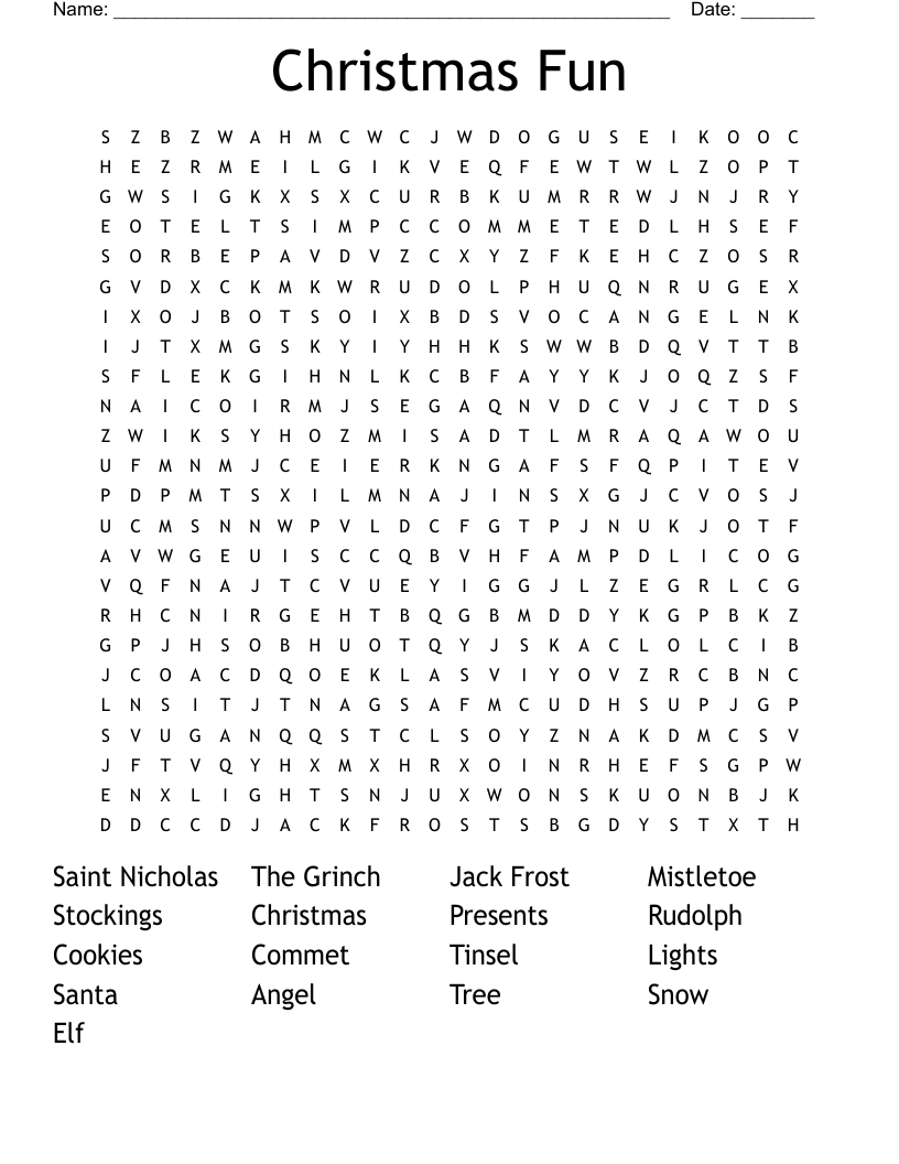 Christmas Fun  Word Search