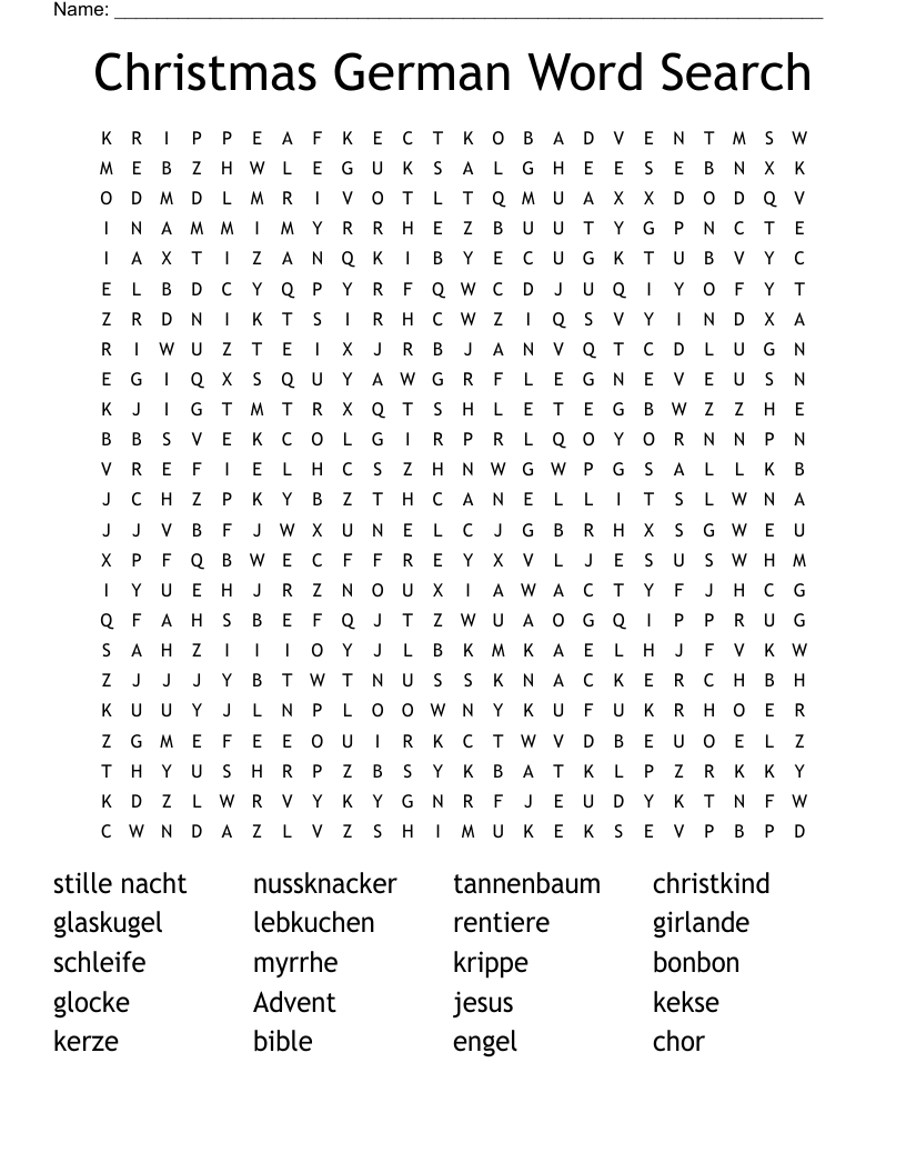 Christmas German Word Search