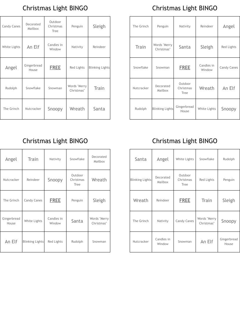 Christmas Light BINGO