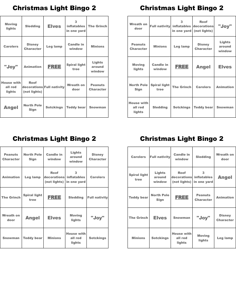 Christmas Light Bingo 2