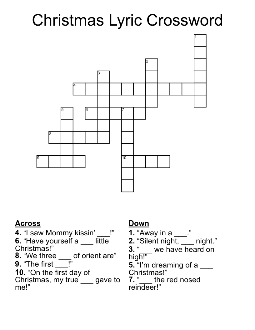 Christmas Lyric Crossword