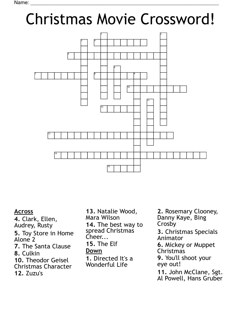 Christmas Movie Crossword!