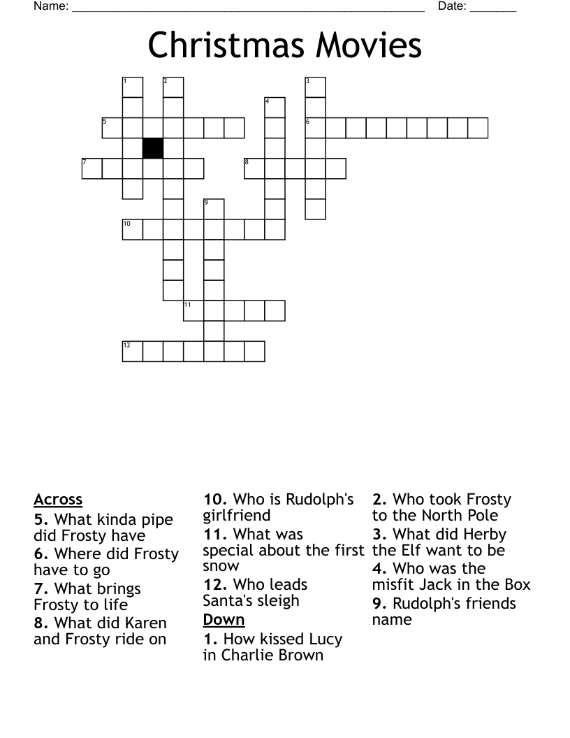 Christmas Movies Crossword