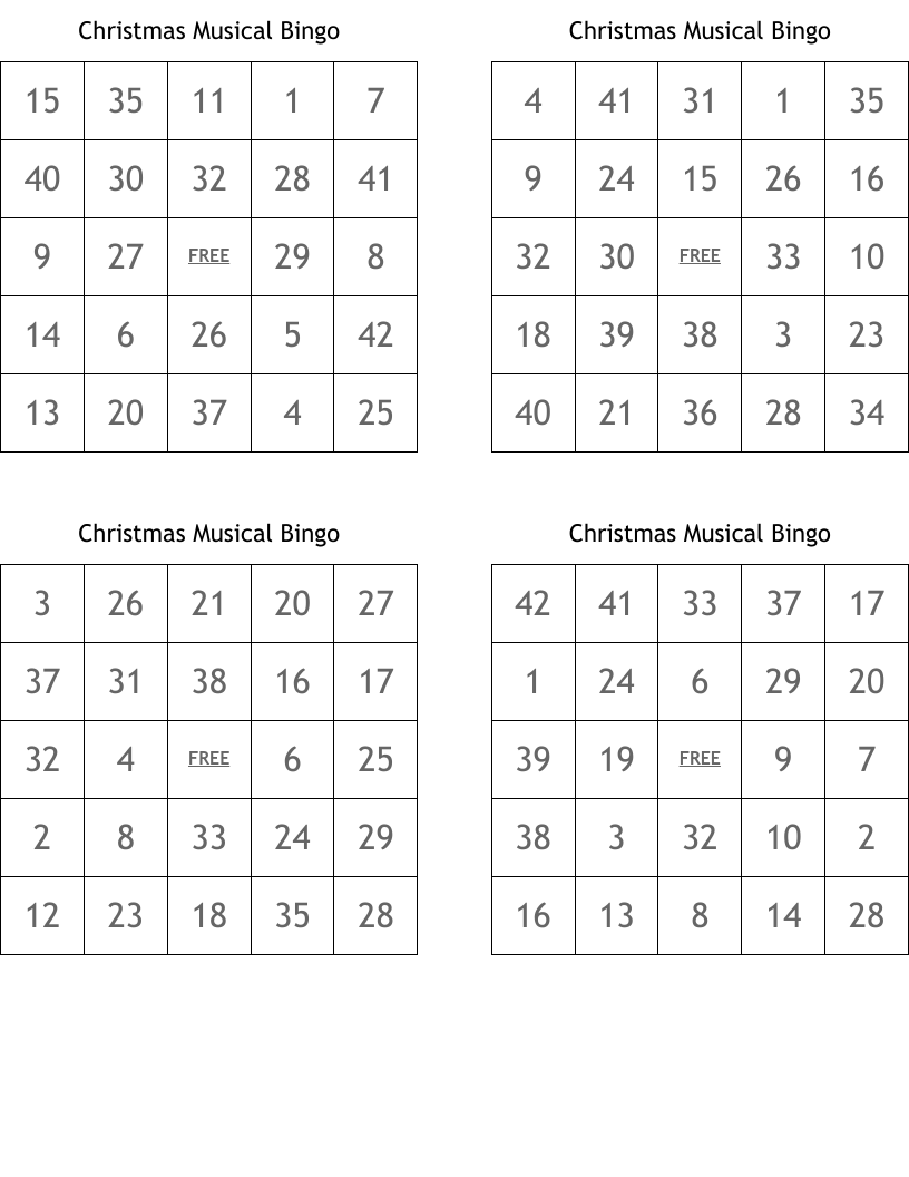 Christmas Musical Bingo