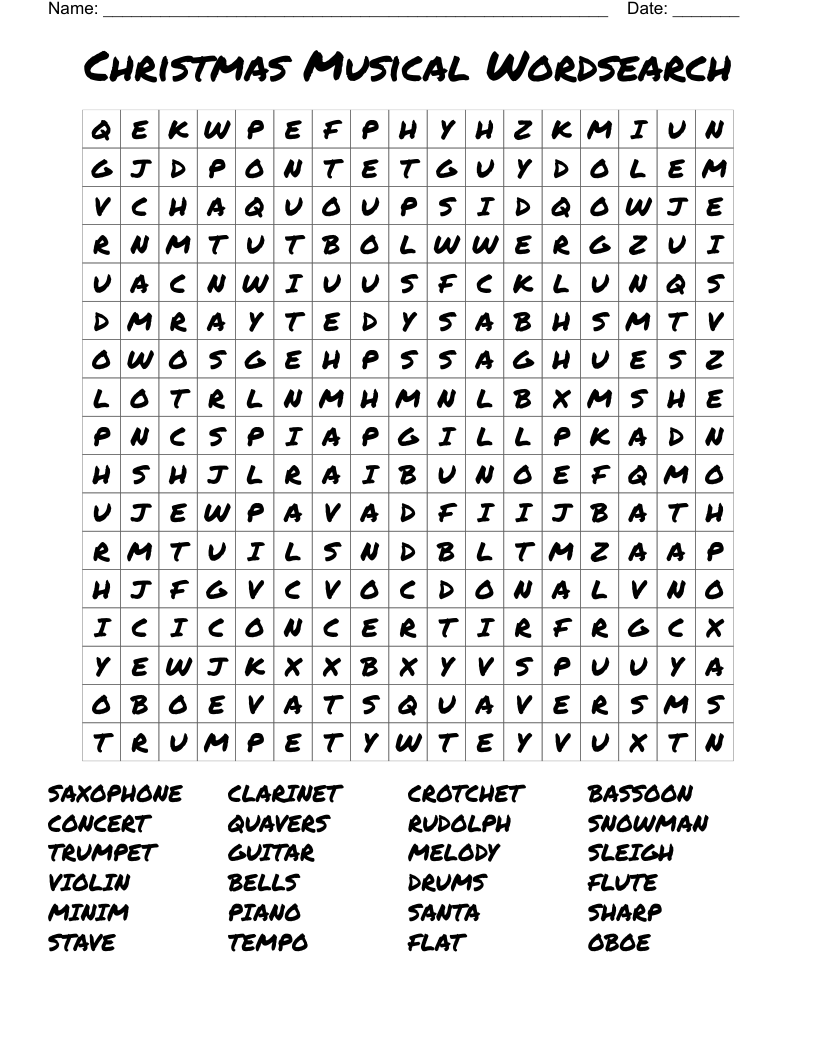 Christmas Musical Wordsearch