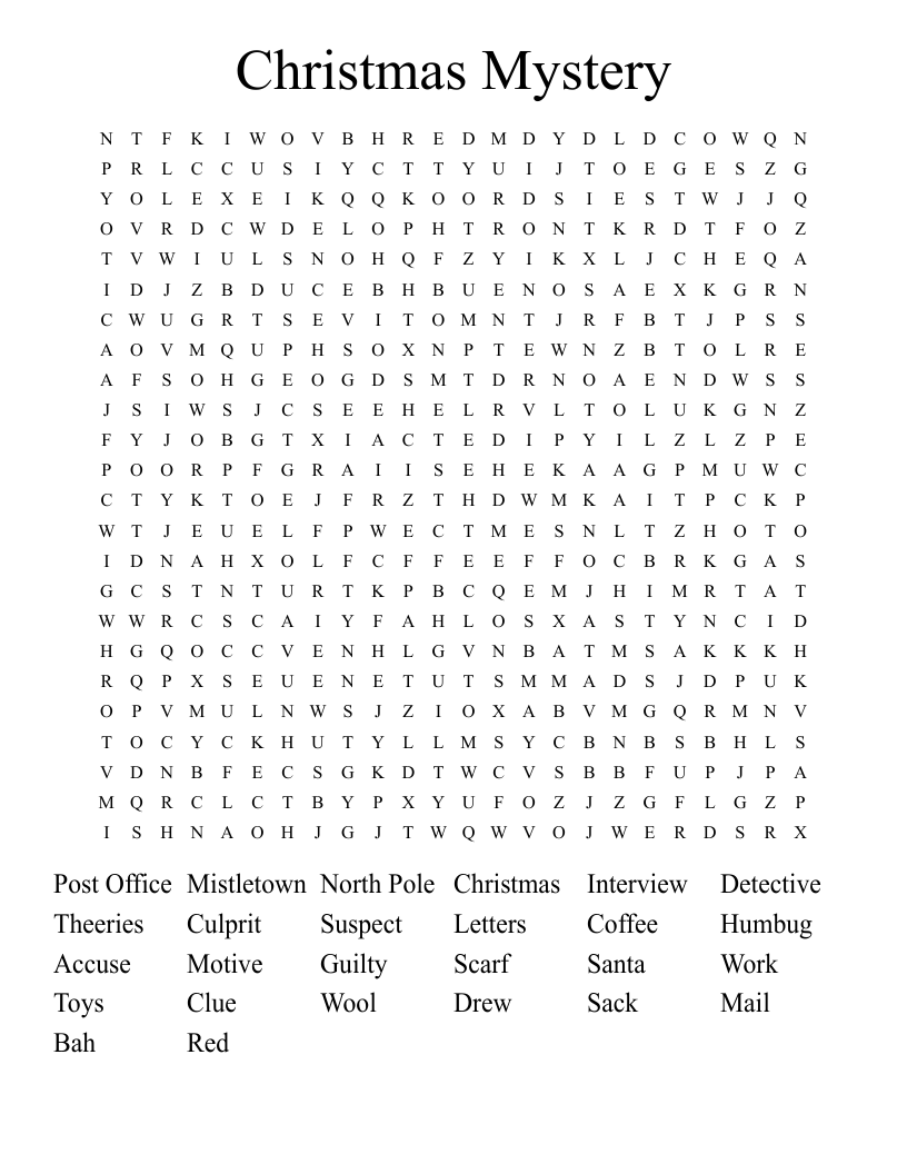 Christmas Mystery Word Search