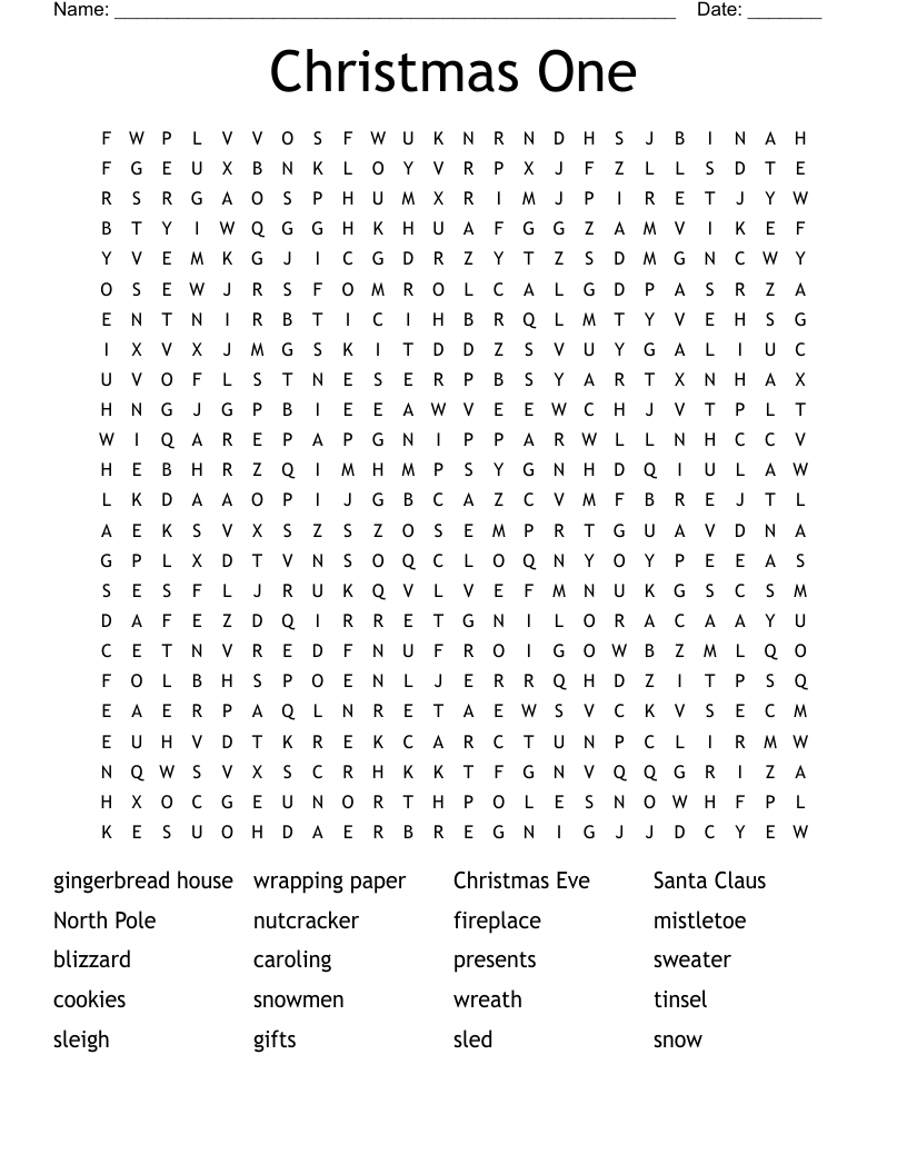 Christmas One Word Search