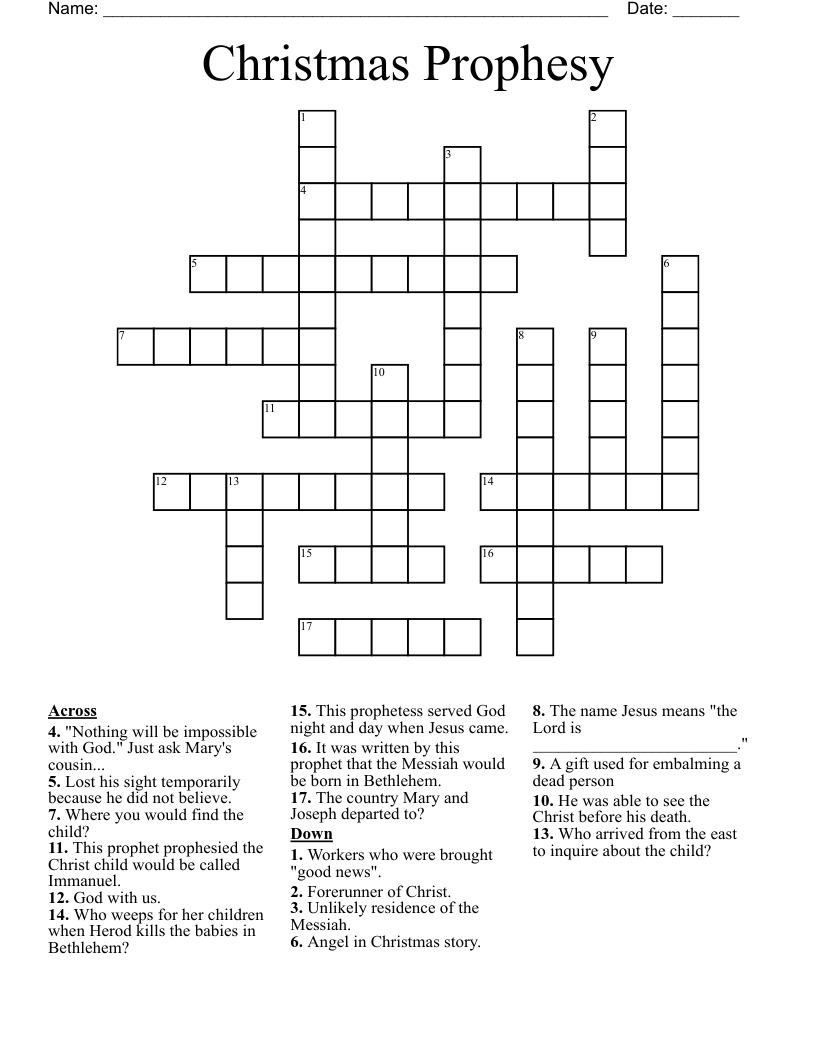 Christmas Prophesy Crossword