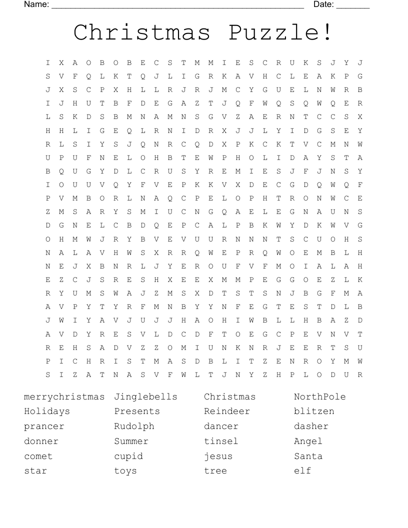 Christmas Puzzle! Word Search
