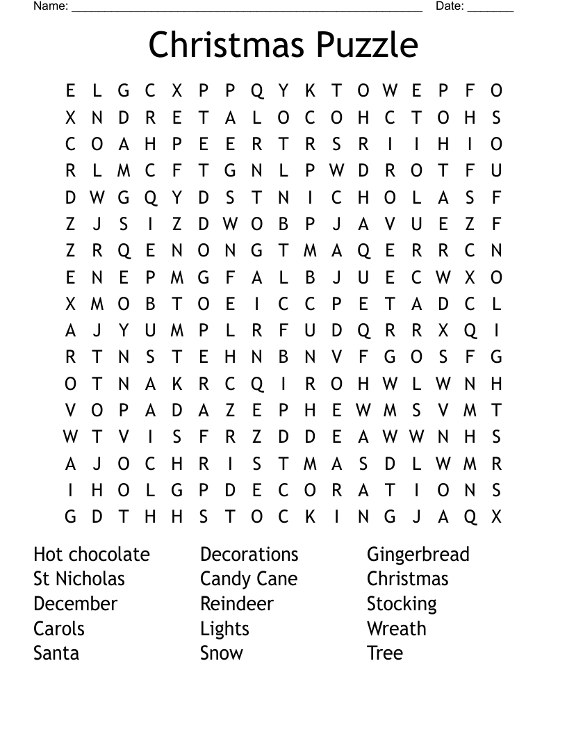 Christmas Puzzle Word Search