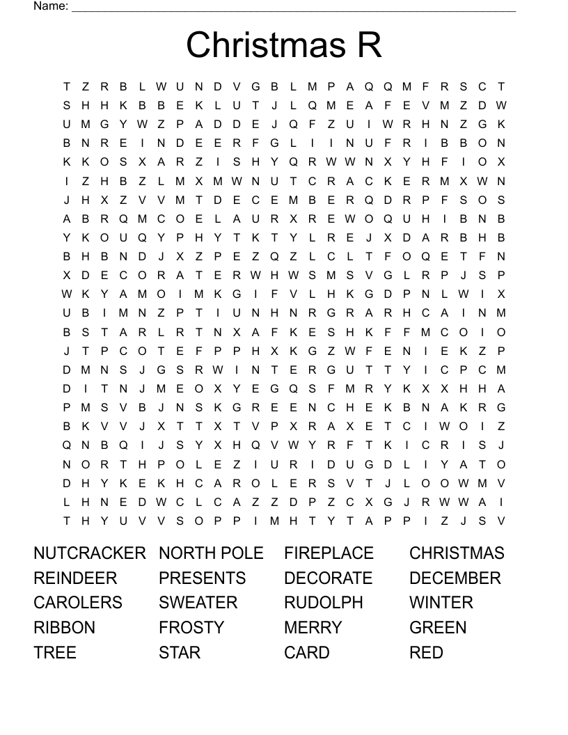 Christmas R  Word Search