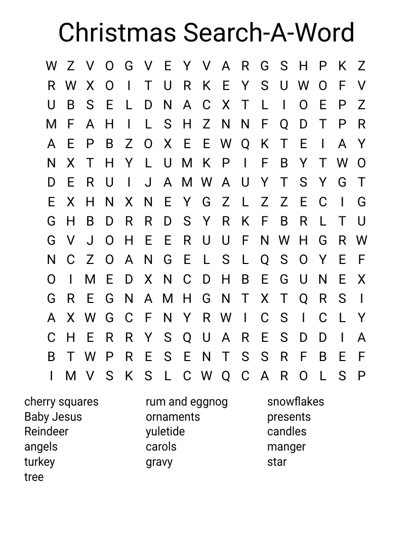 Christmas Search-A-Word Word Search
