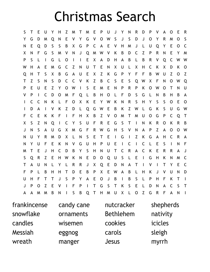 Christmas Search Word Search