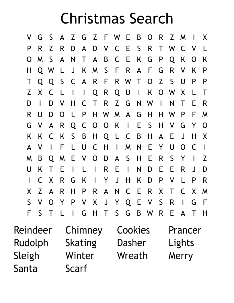 Christmas Search Word Search