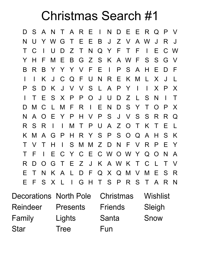 Christmas Search #1 Word Search