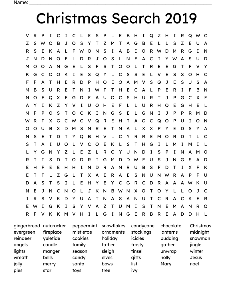 Christmas Search 2019 Word Search