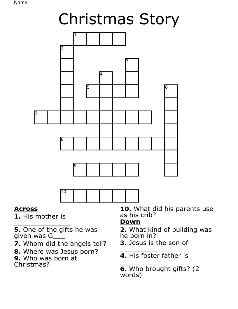 Christmas Story Crossword
