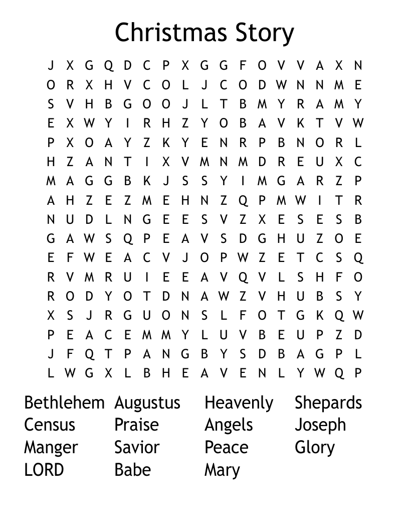 Christmas Story Word Search