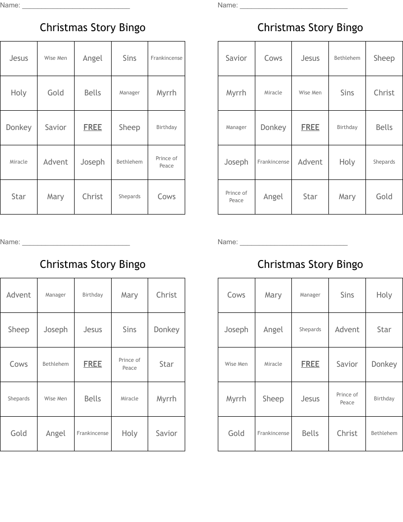 Christmas Story Bingo