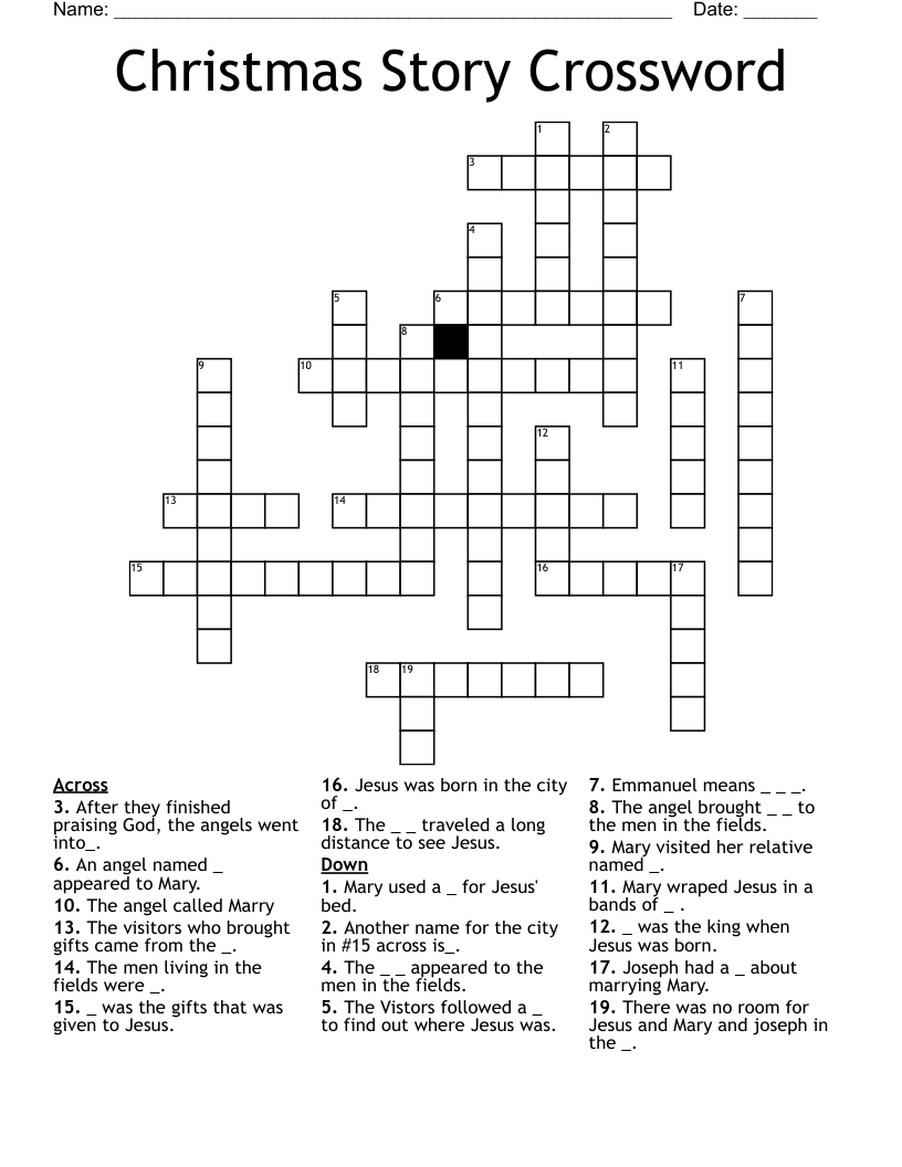 Christmas Story Crossword 