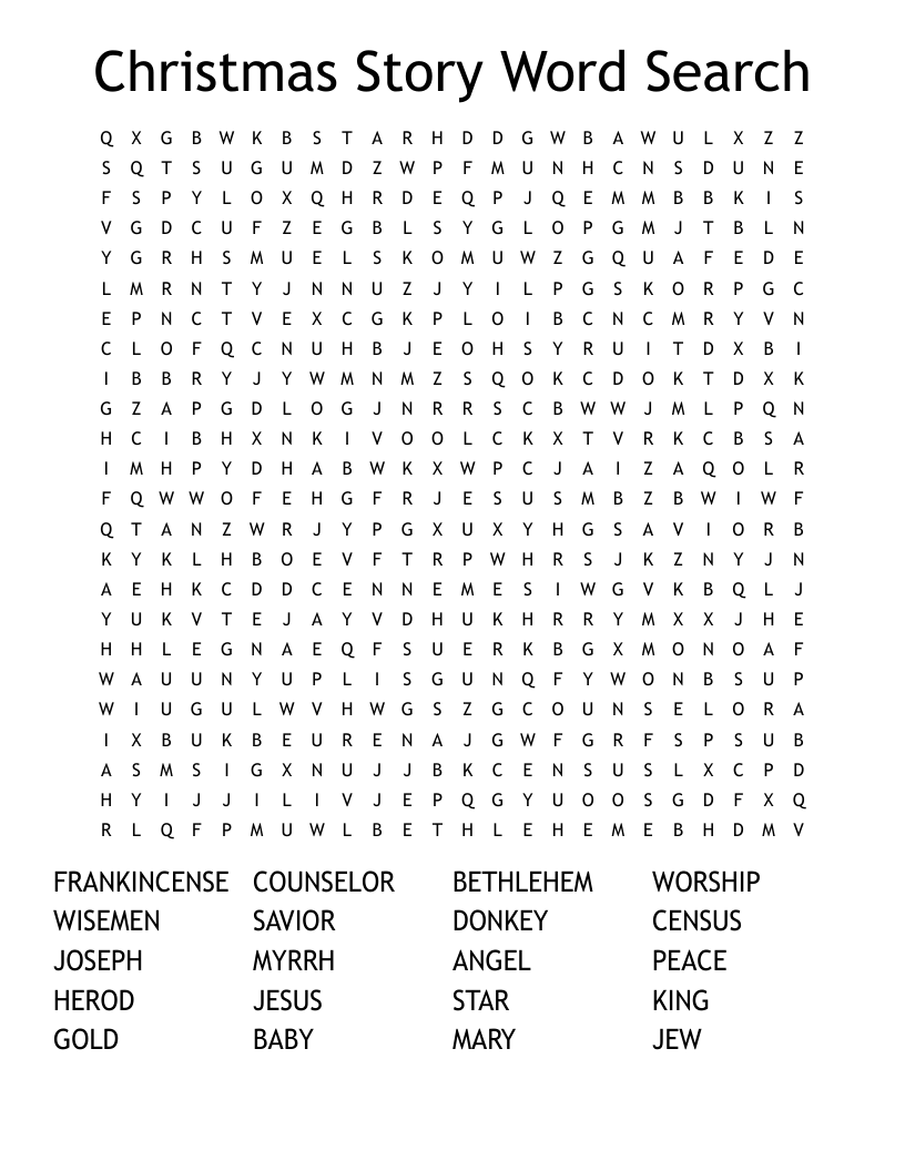 Christmas Story Word Search